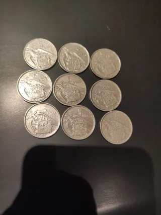 9 Monedas 5 Pesetas 1957
