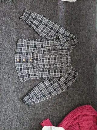 Blusa cuadros manga larga S/M