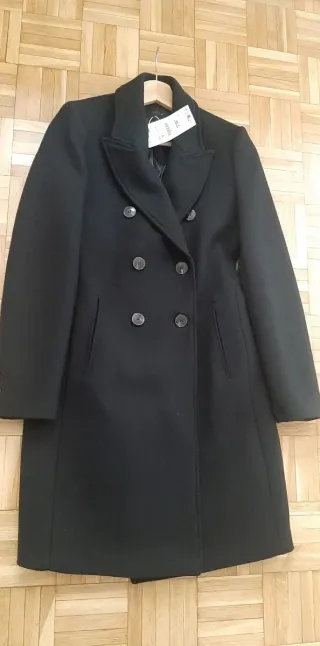 Abrigo Zara Negro Doble Botonadura