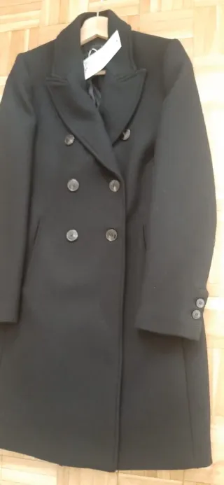 Abrigo Zara Negro Doble Botonadura