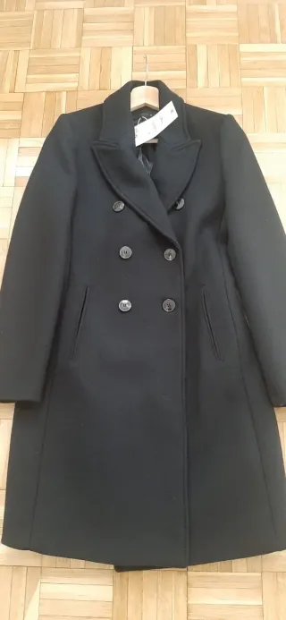 Abrigo Zara Negro Doble Botonadura