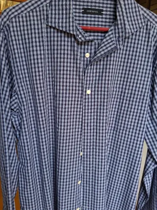 Camisa Cortefiel. Cuadros azul y blanco