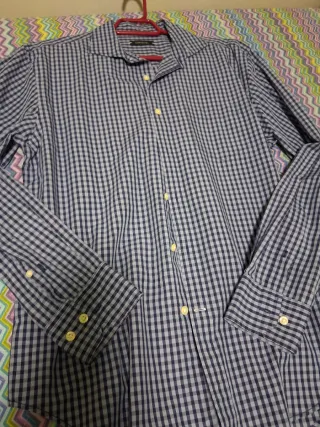 Camisa Cortefiel. Cuadros azul y blanco