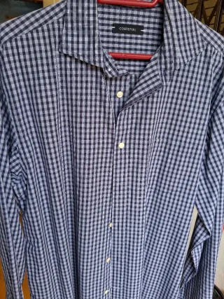 Camisa Cortefiel. Cuadros azul y blanco
