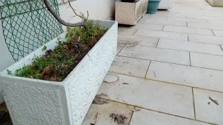 Jardinera de piedra blanca