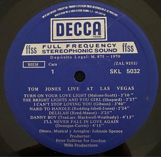 TOM JONES VINILO LP DIRECTO EN LAS VEGAS 1970