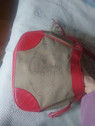 Bolso Prada Beige y Rojo