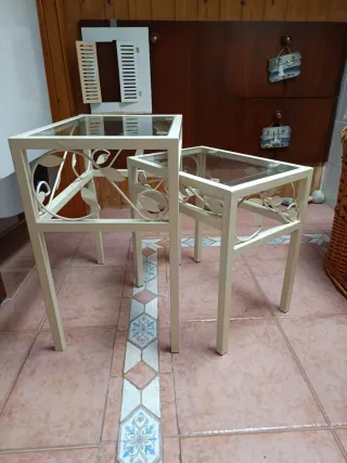 Mesitas auxiliares forja y cristal