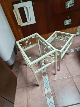 Mesitas auxiliares forja y cristal