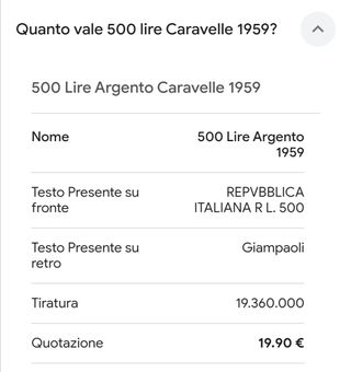 500 Lire d'argento del 1959