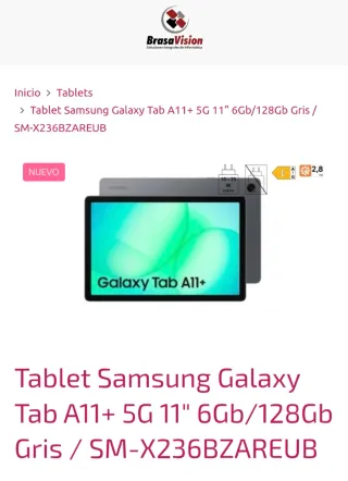 Tablet Samsung Galaxy Tab A11+ 5G Gris