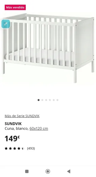 Cuna sundvik marron IKEA y colchón firme nuevo