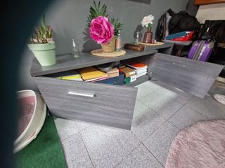 Mueble Salón 2 Piezas Gris y Blanco