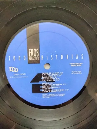 Vinilo LP Eros Ramazzotti - Todo Historias (1990)