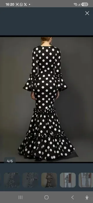 Vestido Flamenca Negro Lunares Talla M