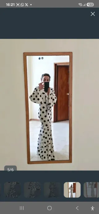 Vestido Flamenca Negro Lunares Talla M