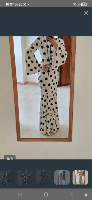 Vestido Flamenca Negro Lunares Talla M