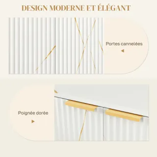 Buffet Salón Blanco y Dorado 76.5x39x77cm