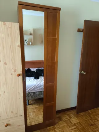 Armario de auténtica madera con espejo
