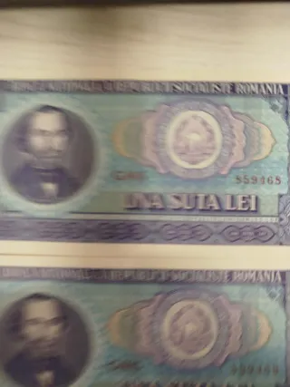 2 Banconote Romania 100 Lei 1966 Correlativa