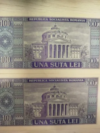 2 Banconote Romania 100 Lei 1966 Correlativa