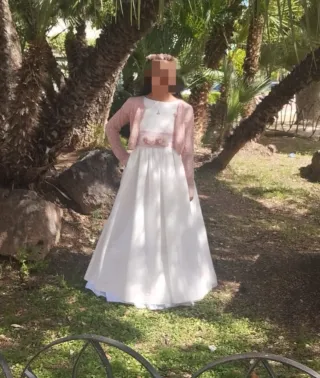 Vestido Primera Comunión Blanco y Rosa (Coconut)