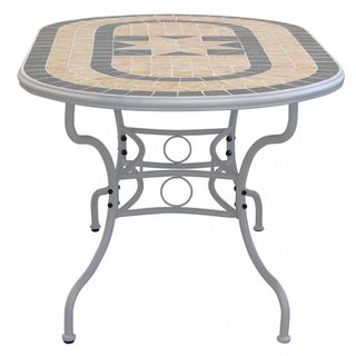 Tavolo da Esterno Ovale Piano in Cemento a Mosaico