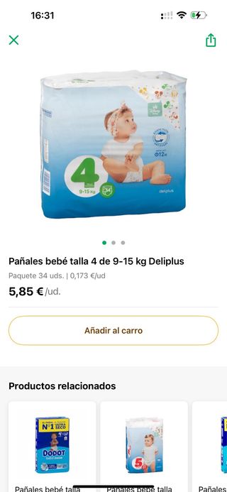 Pañales Bebé Talla 4 Deliplus (9-15 kg)