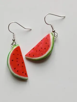 Orecchini pendenti artigianali fetta anguria