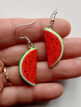 Orecchini pendenti artigianali fetta anguria