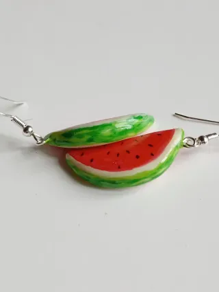 Orecchini pendenti artigianali fetta anguria