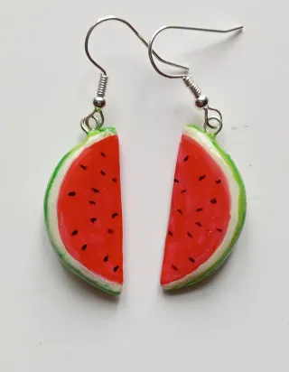 Orecchini pendenti artigianali fetta anguria