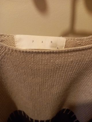 Jersey punto bicolor beige y negro