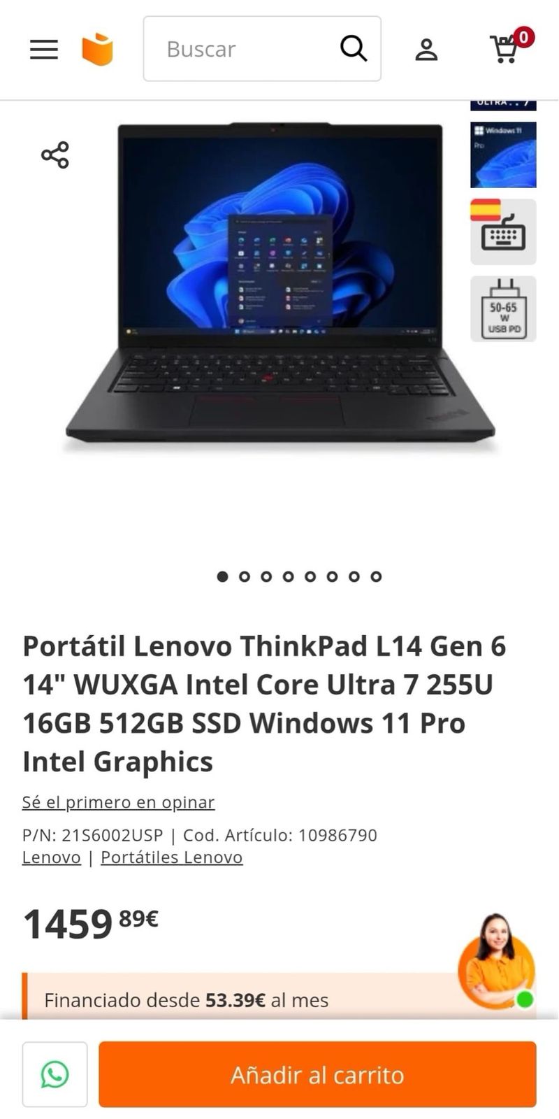 Portátil Lenovo i7 Negro NUEVO A ESTRENAR afbeelding 5