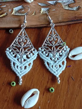 Pendientes Macramé Blanco