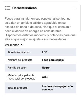 Foco LED Baño 50cm Negro