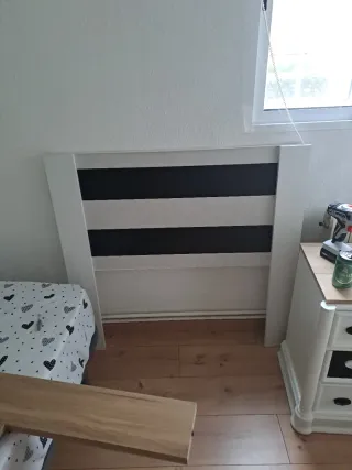 Cabecero Cama 90 Beige y Negro