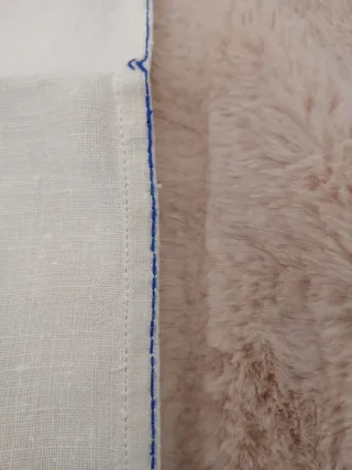 Mantel hilo bordado Lagartera azul y blanco