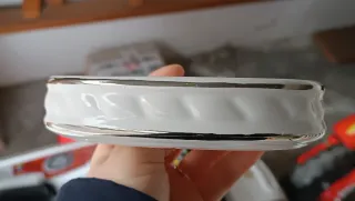 Portasapone vintage ceramica bianco oro