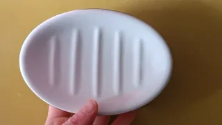 Portasapone vintage ceramica bianco oro