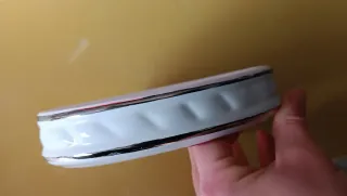 Portasapone vintage ceramica bianco oro