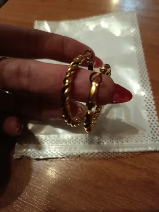 Pendientes Aros Rizados Acero bañados