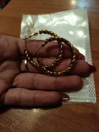 Pendientes Aros Rizados Acero bañados