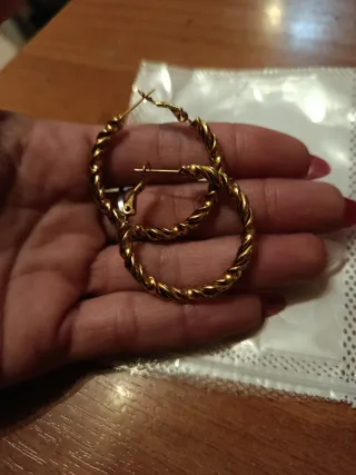 Pendientes Aros Rizados Acero bañados