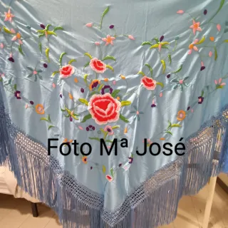 Mantoncillo azul celeste bordado