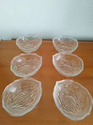 6 Cuencos de Cristal con Diseño de Hoja
