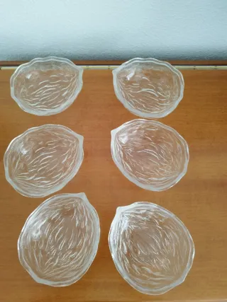 6 Cuencos de Cristal con Diseño de Hoja