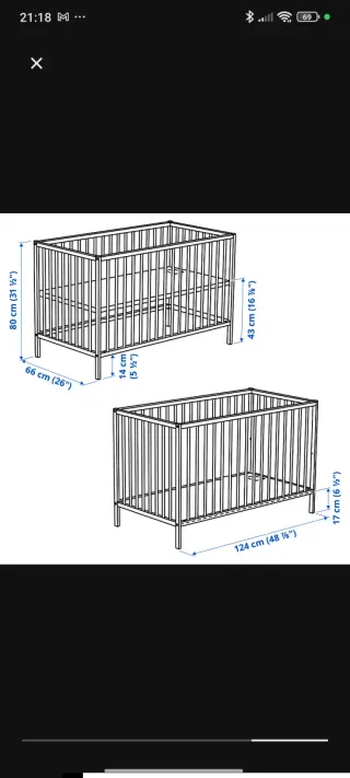 Cuna Ikea con colchón