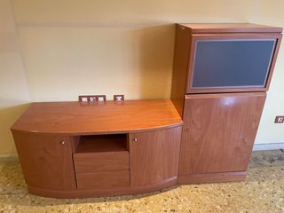 Mueble TV madera y cristal