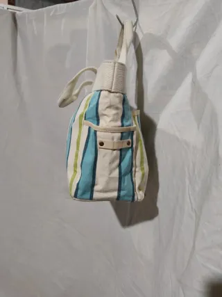 Bolso Tote Lona Rayas Azul Blanco